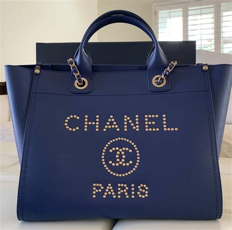 chanel deauville tote light blue|chanel deauville tote size comparison.